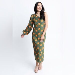 KARLIE Poppy One Shoulder Maxi Dress Size L NWOT